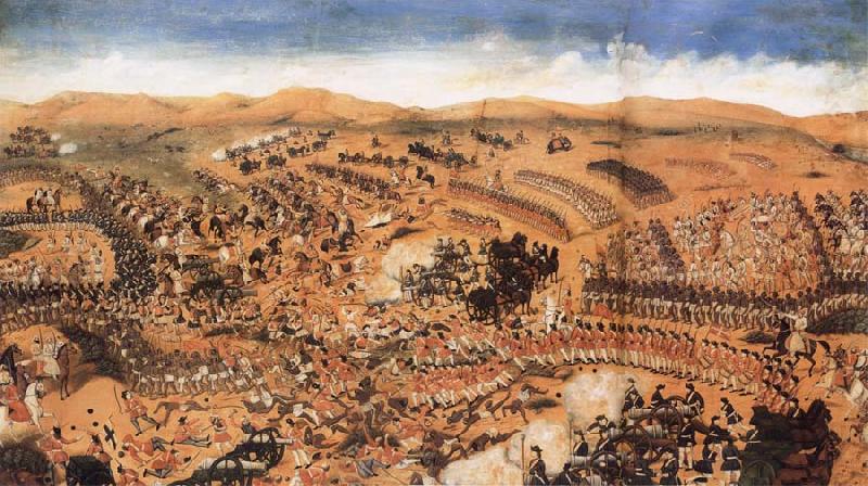 Nandkishor Soni The Battlle of the British and their Allies against the French and their Confederates at Condore,Near Rajamandri china oil painting image